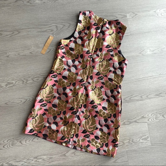 Metallic Cherry Blossom Jacquard Shift Dress - Picture 2 of 10